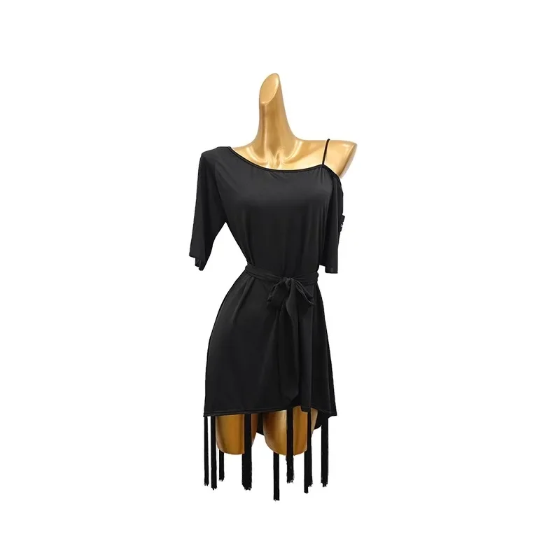 大人女性の新しいルーズトップドットタッセルドレスラテン練習スーツ