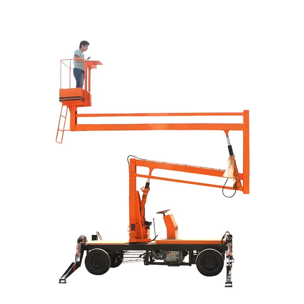 16 Meter 50 Feet Boom Lift  High-altitude Work Basket  Trailer Suspension Articulated  Cherry Picker Electric Lift Work Platform