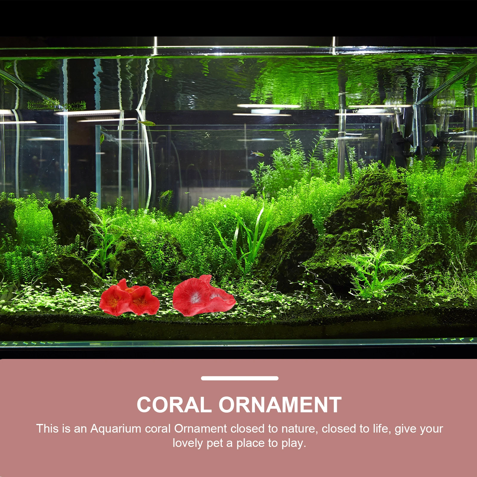 

2Pcs Aquarium Fish Tank Decoration Simulated Coral Hideout Environmental Resin Landscaping Artificial Coral Underwater Shelter