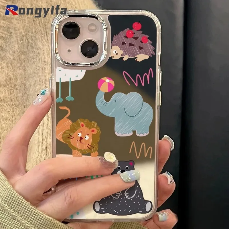 لطيف الحيوان مرآة جراب هاتف ل ممن لهم A38 A35 A33 A31 A18 A17K A15S A15 A12E A11K A9 A8 A7N A7X A5S A3S F9 برو مضحك غطاء