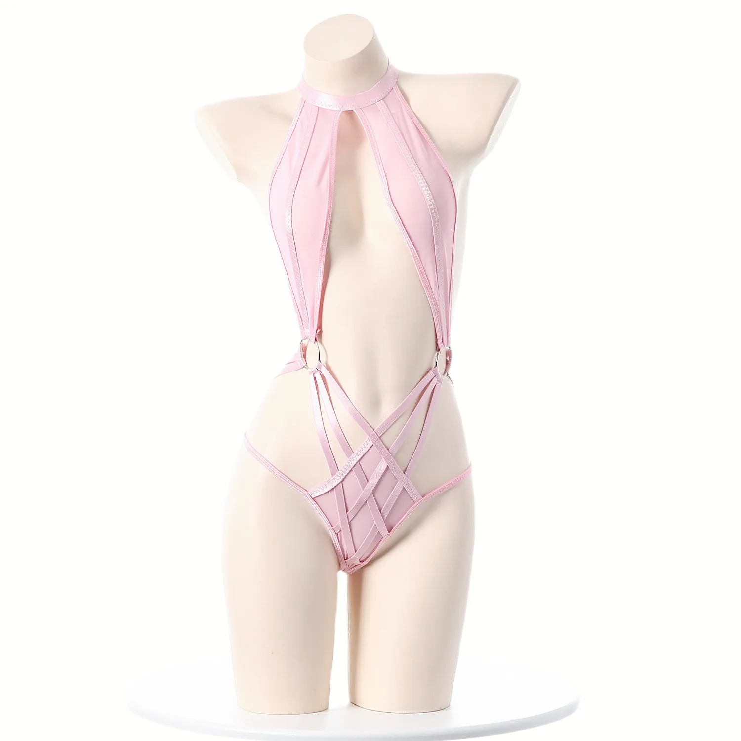 Body Bondage de malla recortado, mono, uniforme, tentación Sexy, mono de tres puntos, peleles para mujer, ropa, trajes corporales, Tops cortos