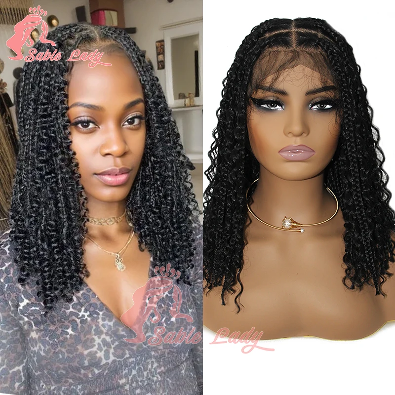 

12 Inch Synthetic Bohemia Braid Wig Full Lace Short Bob Box Braided Deep Wave Wig Knotless Dreadlock Cornrow Crochet Braids Wigs