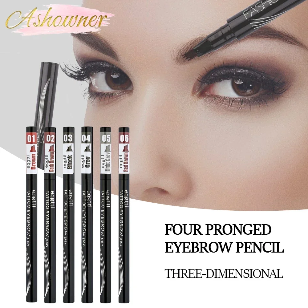 Natural Eyebrow Pen Waterproof Lasting Four-claw Eye Brow Tint Makeup For Eyebrow Pencil Brown Black Grey Brush Cosmetics Makeup