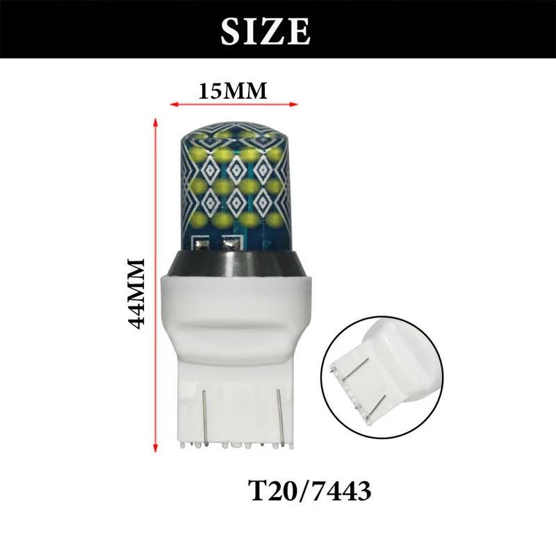 2pcs LED Brake Light T20 7443 24LED Bulbs COB Silicone Signal Lamp Flashing Strobe Light RGB /Red/ Blue Brake Light Taillight