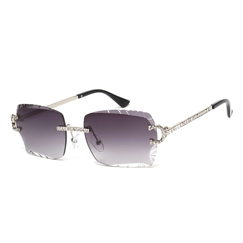 Fashion Rimless Square Sunglasses Vintage Diamond Brand Design Cut Lens Sun Glasses Men Women Metal Frame Luxury UV400 Eyewear view 4