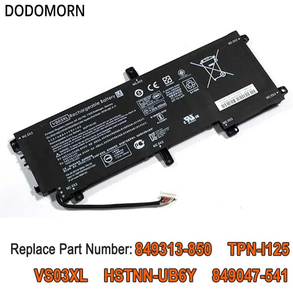 52Wh VS03XL Laptop Battery For HP Envy 15-as000 Series HSTNN-UB6Y TPN-I125 849047-541 849313-850 Replace Parts Rechargeable