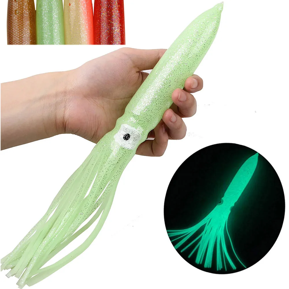 

50PCS 56G 30CM Large Luminous Octopus Skirt Trolling Lure Saltwater Fishing lures Soft bait for Tuna Salmon lure Big Fish