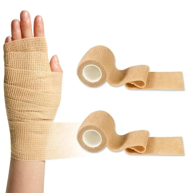 1 Roll Portable Elastic Autohesion Bandage Breathable Sports Non-woven Finger Strap Wrist Ankle First Aid