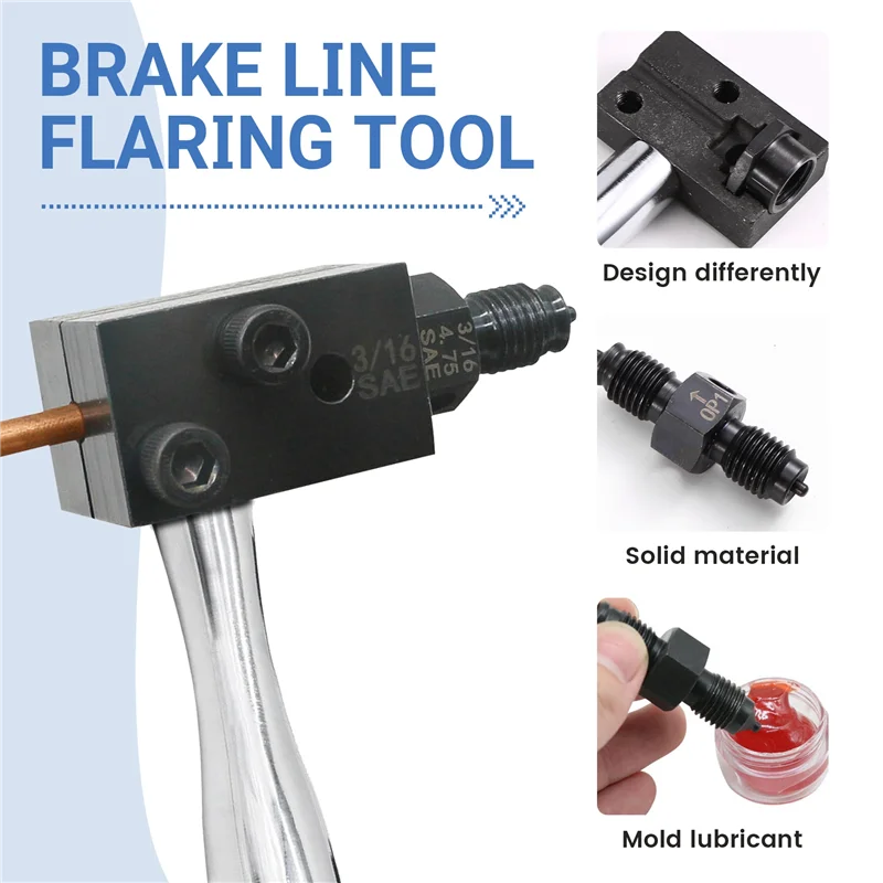 

ABMI-3/16 Inch Brake Line Double Flaring Tool Handheld 45 Degree For Brake Hose Nickel Tube And Copper Tubing