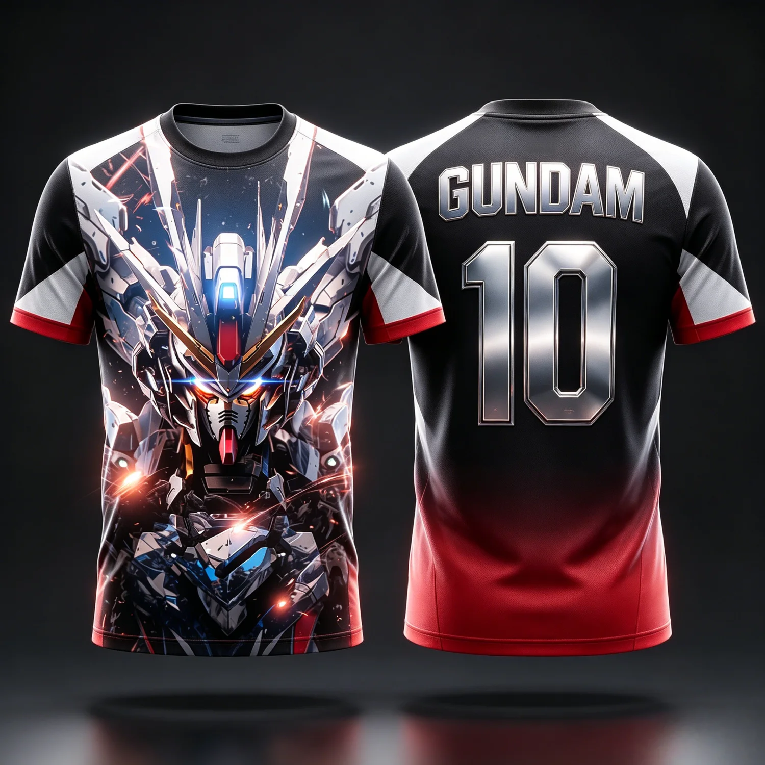 2026 Summer Gundam Retro Cosplay T-shirt Men's Oversized 3D Printed Short-sleeved Family Unisex Children's Sports Shirt