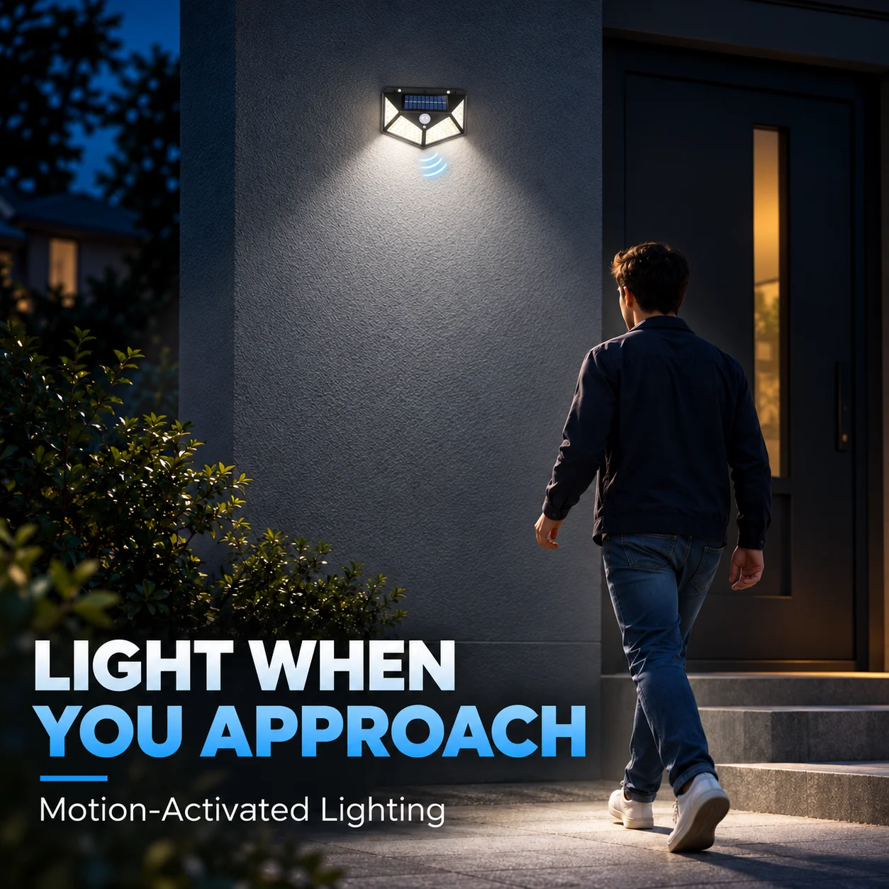 Solar Motion Sensor Wall Light, 3 Modes, 400mAh or 800mAh Battery, 1/2/4 Pack Options for Garden Porch Outdoor Lighting