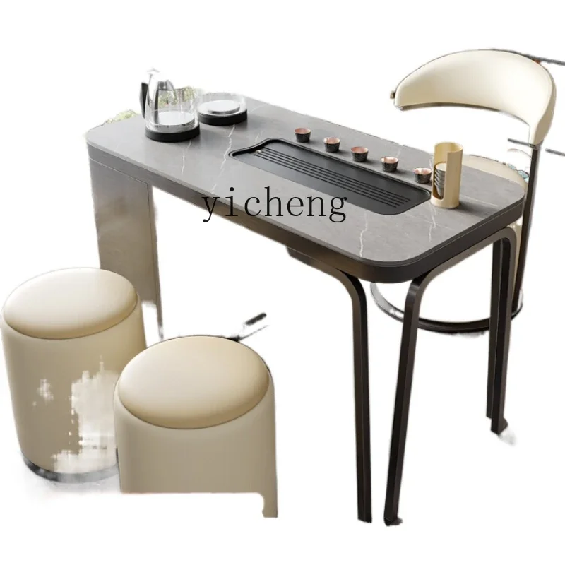 

Light Luxury Stone Plate Tea Table Set Integrated Balcony Small Table-Chair Set