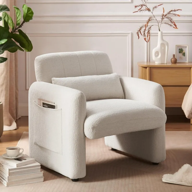 

Стул с акцентом, стул для гостиной, современный тканевый стул из синели, удобное мягкое кресло с опорной подушкой для Liv