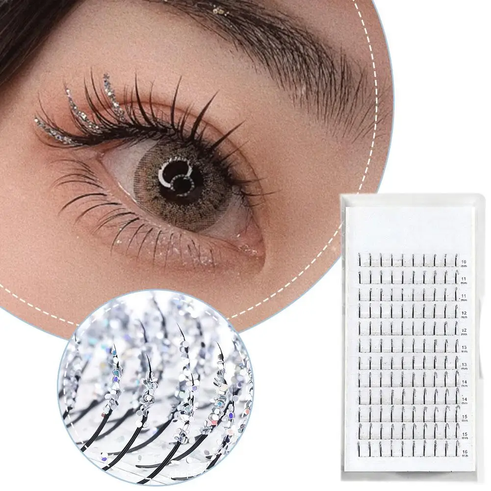 عيد الميلاد تألق الرموش الصناعية مع الماس الهزلي الرموش الفردية الرموش الصناعية ماكياج أداة بريق لامعة DIY رمش #5