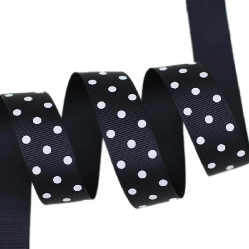 (10 yards/lot) Cartoon Polka Dots Printed Grosgrain Ribbon  DIY headwear party decoration wholesale gift wrapping ribbon