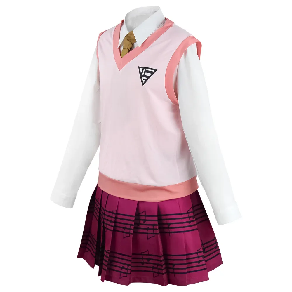 อะนิเมะเกม Danganronpa V3 Kaede Akamatsu ฆ่า Harmony คอสเพลย์เครื่องแต่งกายฮาโลวีนผู้หญิง JK เสื้อกระโปรงเสื้อกั๊ก Tie ถุงเท้า