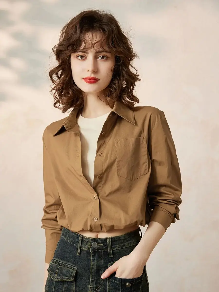 LOUIS YAO Women Fake Two Pieces Shirt 2024 Spring New Office Lady Fashionable Casual Long Sleeve Turn Down Collar Blouse Top