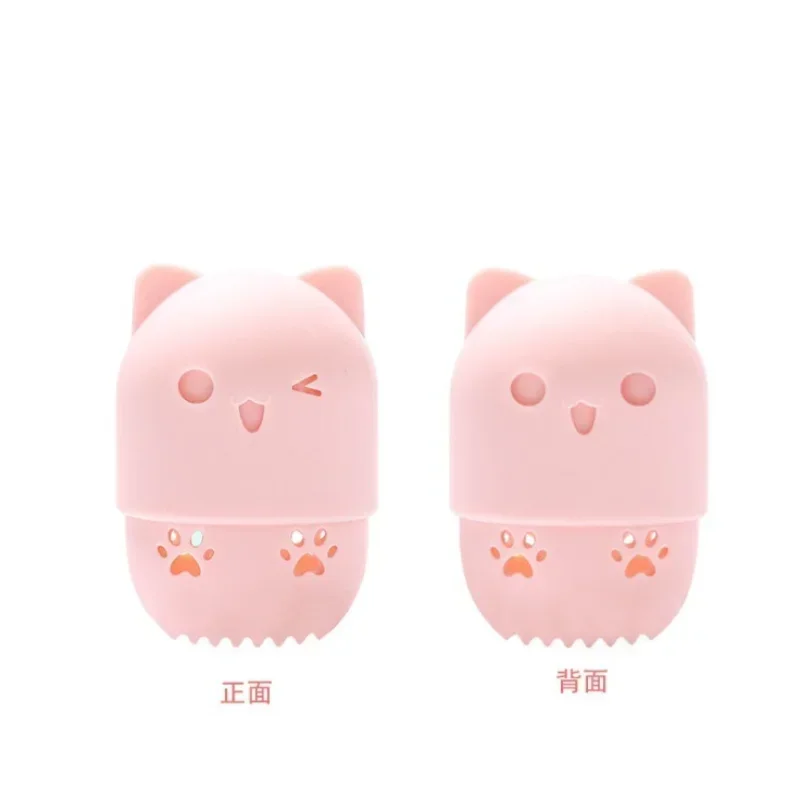 Soft Silicone Cosmetic Sponge Holder with Beauty Eggs Cute Pink Cat Powder Puff Holder Portable Sponge Puff Make Up Drying Cases