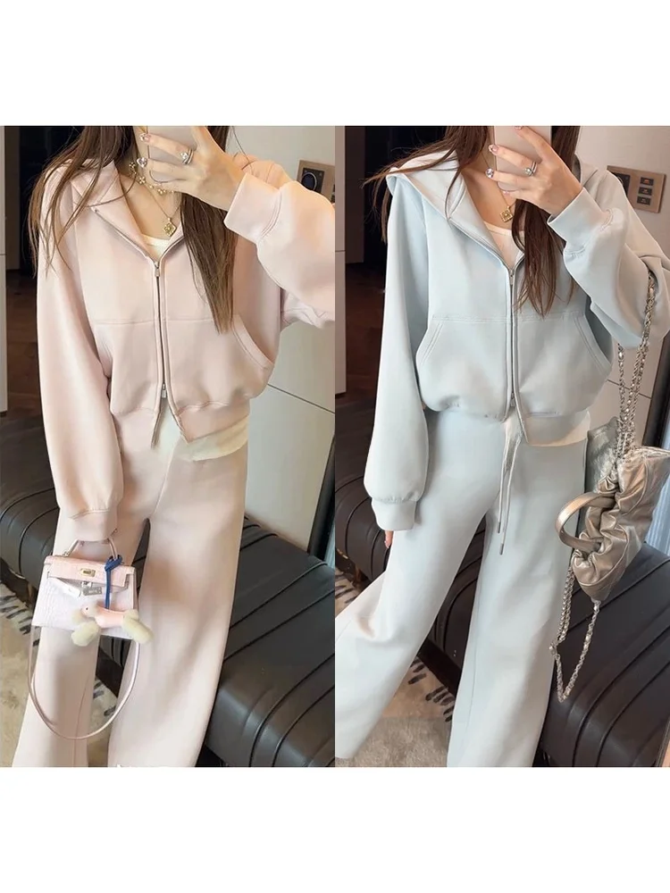 

Fashionable Casual Hoodie Set Women's Spring Autumn New Style Two-Piece Set Breathable Cotton Zipper Closure Comfortable Fit