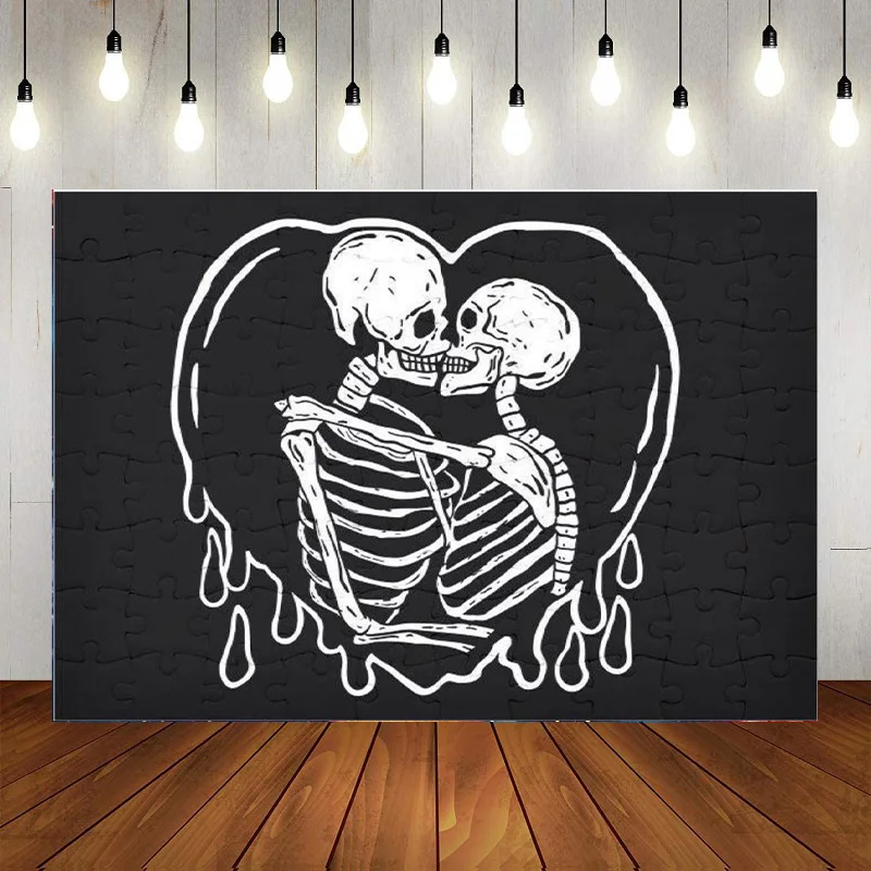 Halloween Till Death Do Us Part Bridal Groom Spooky Skeleton Anniversary Party Photography Backdrop Background Decor Banner