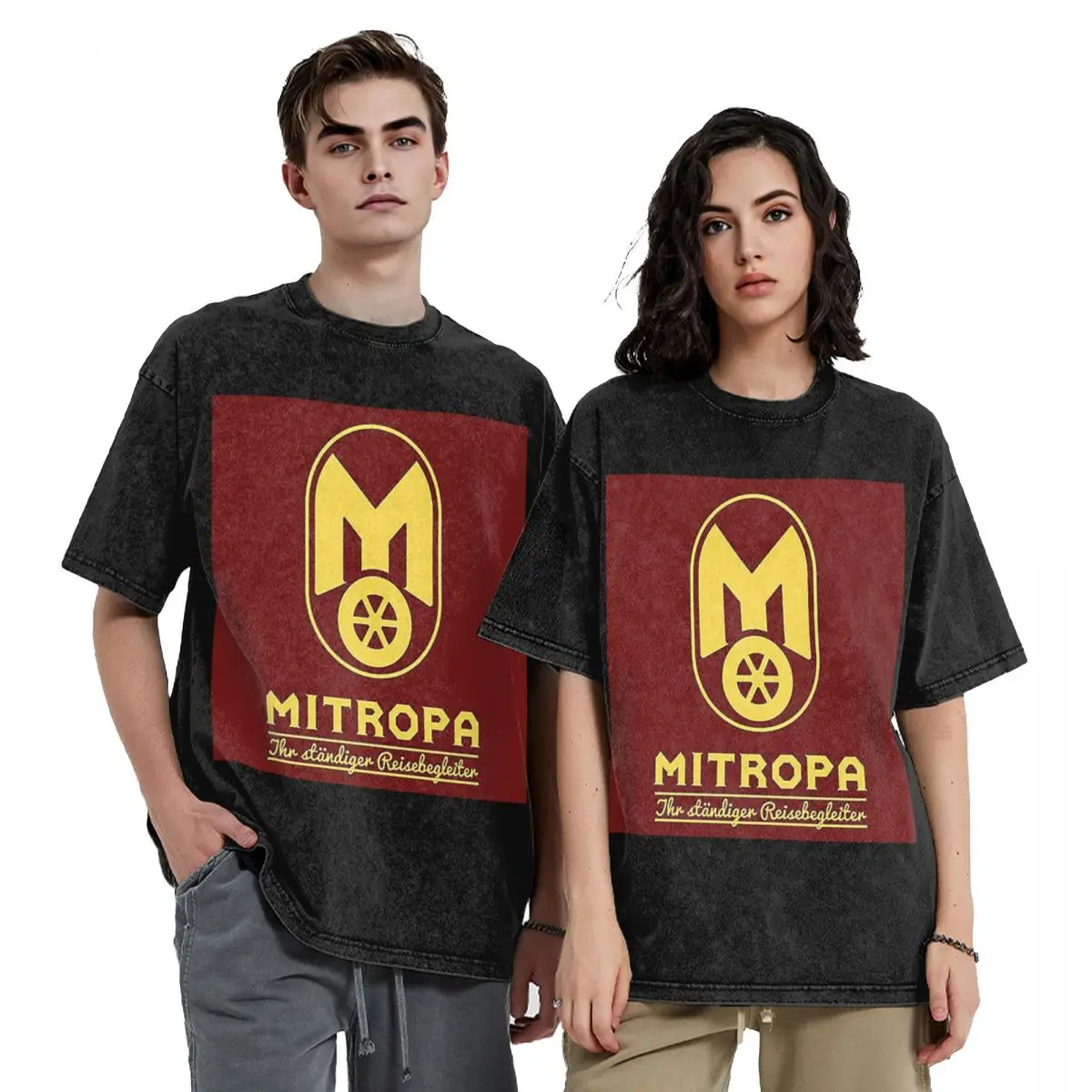 

Mitropa Your Constant Travel Companion Hip Hop Short Sleeve T-Shirts Washed Tops Tees Streetwear T Shirt Vintage for Men Women