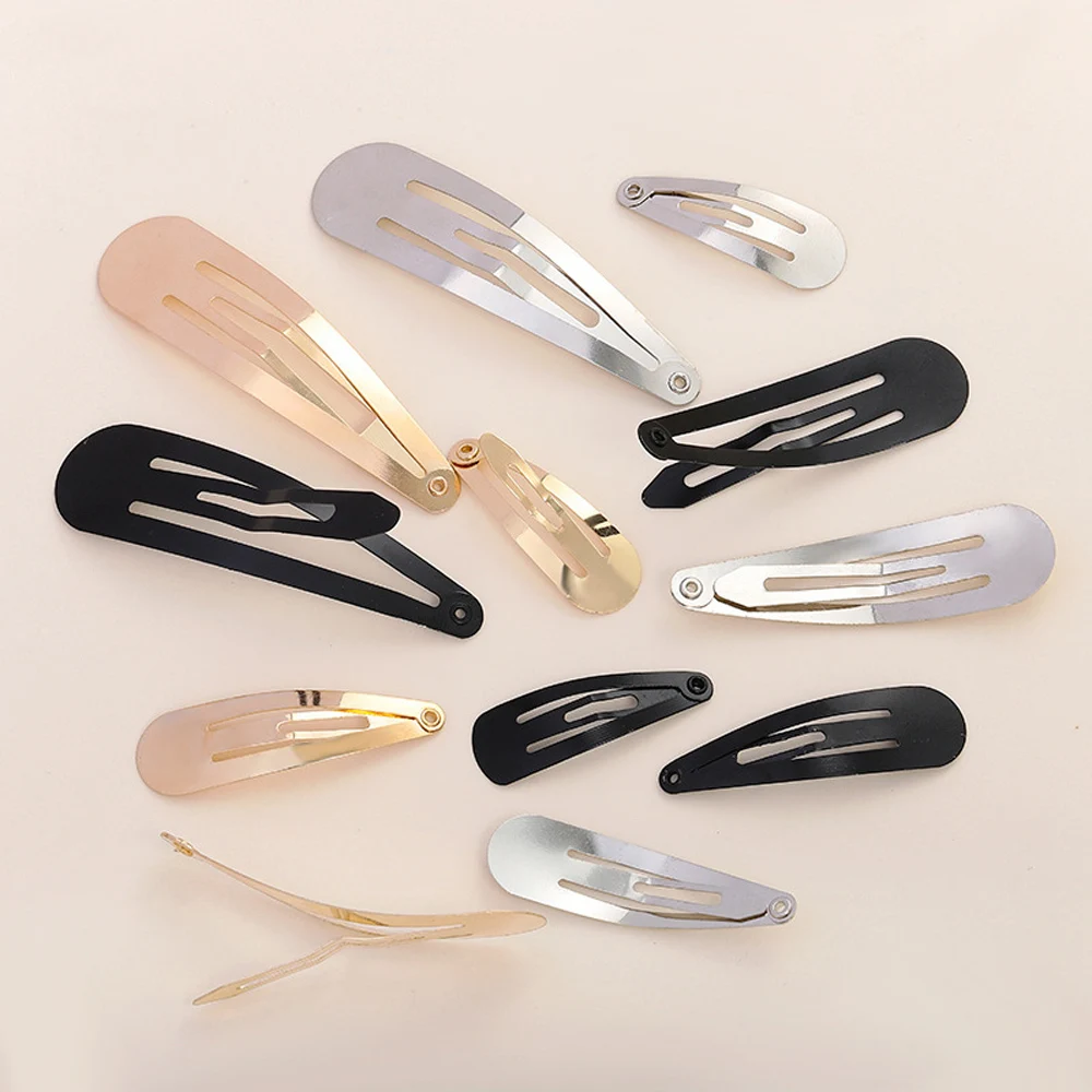 100Pcs 4cm 5cm 6cm 7cm 8cm Water Drop BB Hair Clip Gold Silver Black Snap Hairpins Barrettes for DIY Hair Accessories Headwear view 3