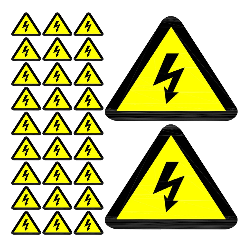 

100Pcs High Voltage Warning Stickers Bright Color Triangle Electric Shock Danger Signs Electrical Equipment Safety Labels
