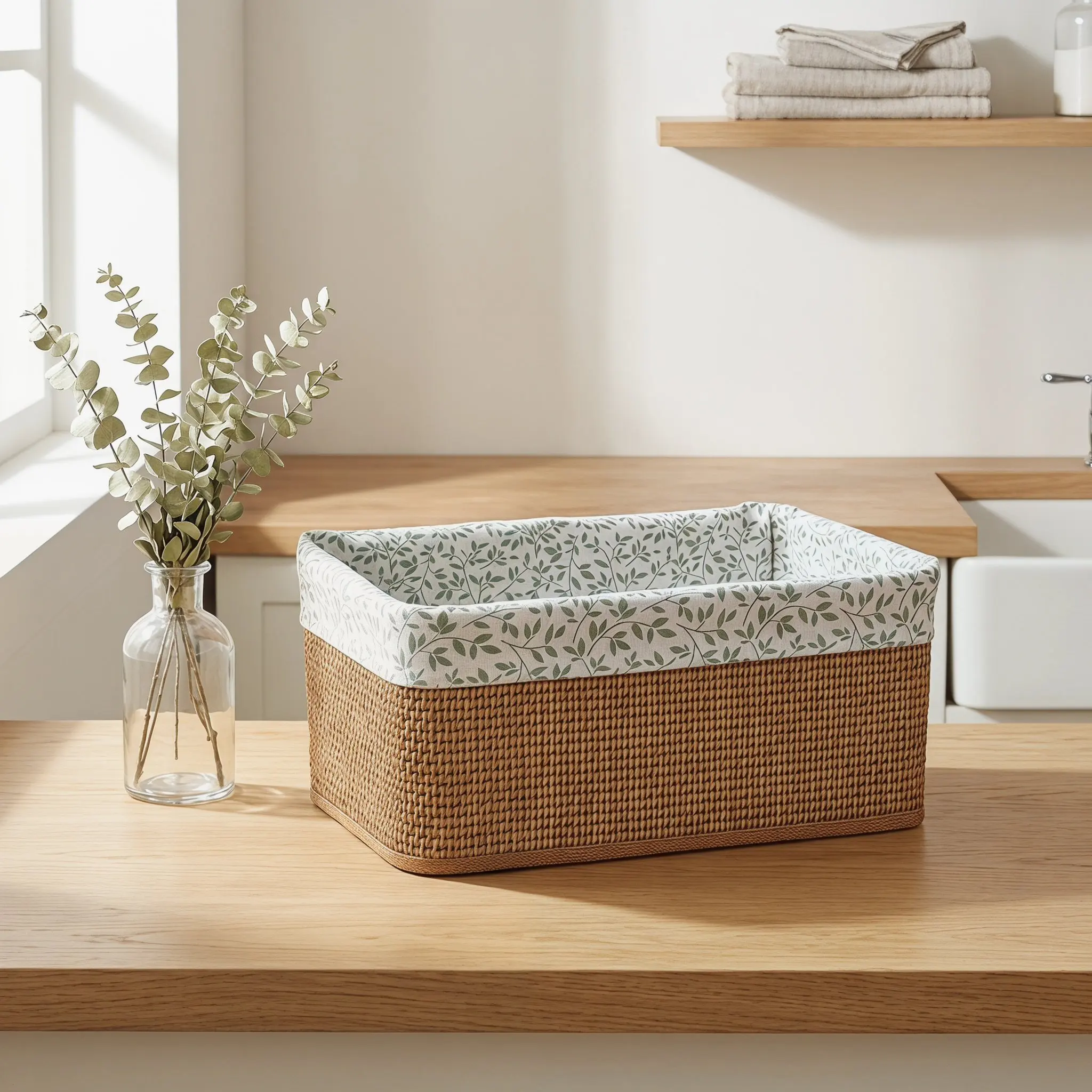 Baby Nursery Bookshelf - 4個入り、緑色の編み込み収納バスケット。手作りで、ベビー用品やブランケット、本などを整理するのに最適な、丸型で積み重ね可能な収納ボックス。
