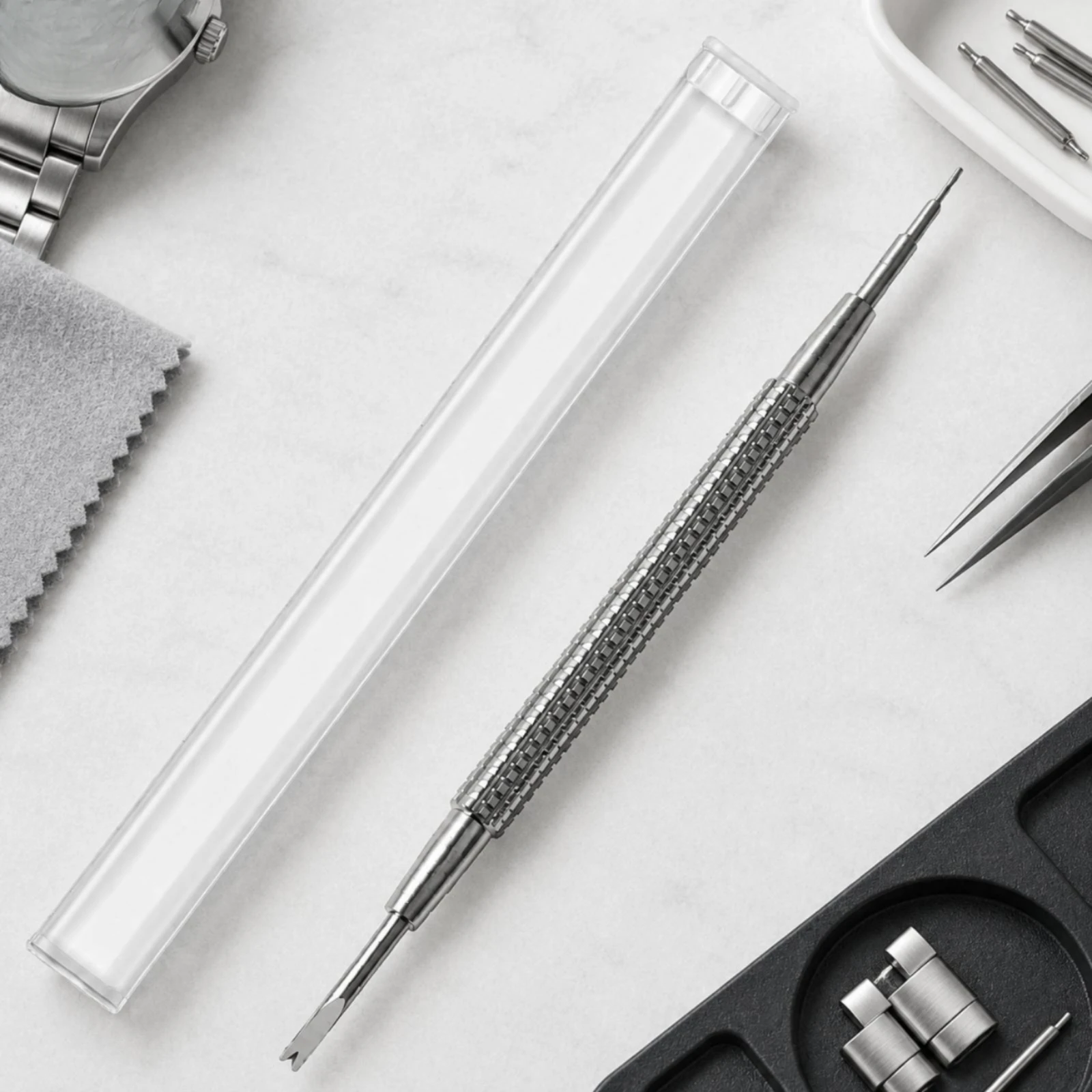 Spring Bar Tool with Storage Tube Metal doubleEnded Spring Bar Tool Long-Lasting Sturdy for Hobbyists