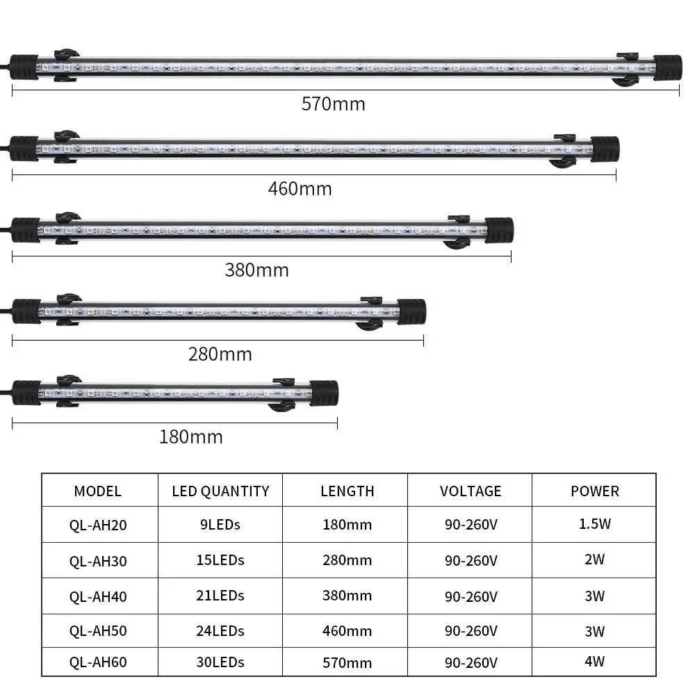 RGB Aquarium light 18-57cm Remote control diving lamp Colorful lamp 90-260v lamp for plants Fish tank essential Amphibious use