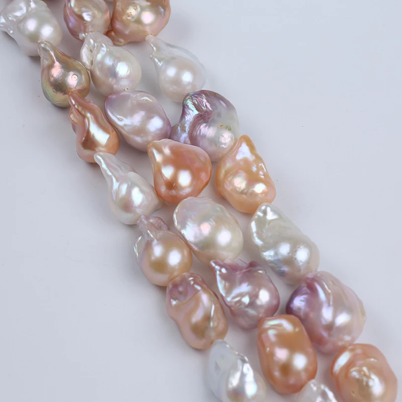 White Pink Purple 14-20mm Baroque Pearls Necklace Freshwater For Custom Pearl Necklace