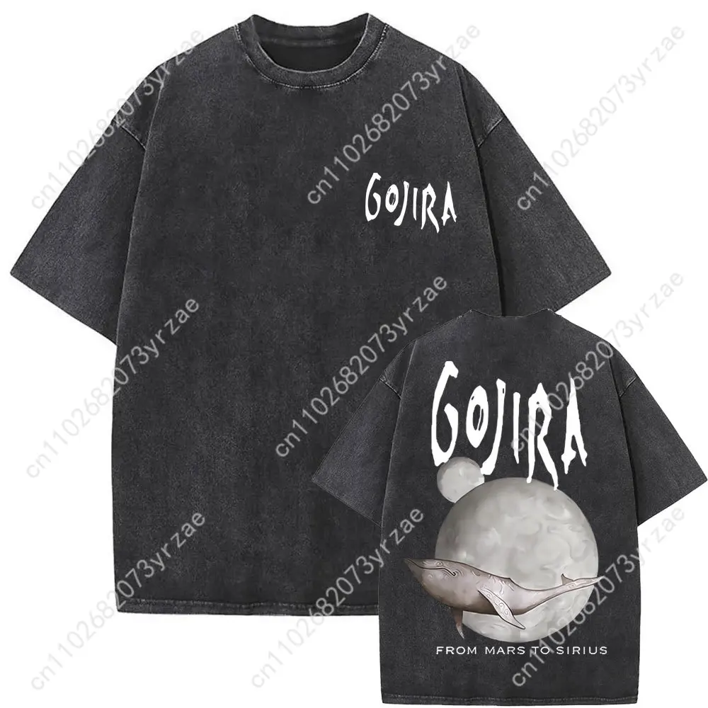Kaus Retro Gojira Band Kaus Vintage Kualitas Tinggi Pria Wanita Kaus Fashion Lengan Pendek Katun Atasan Bersirkulasi Lembut