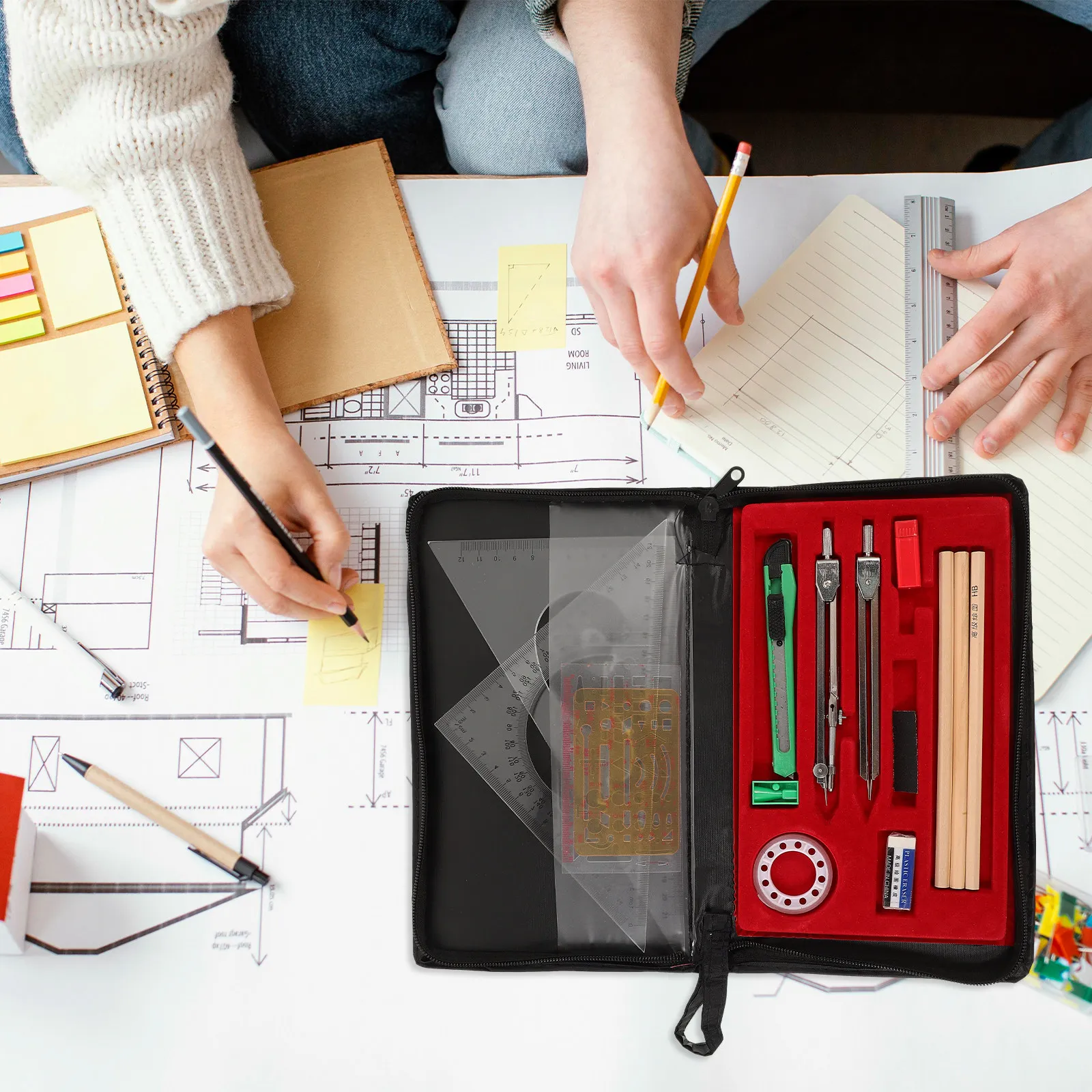 

1Set Professional Engineering Drawing Kit High-Quality Drafting Tools with Storage Box for Students Architects Designers Math