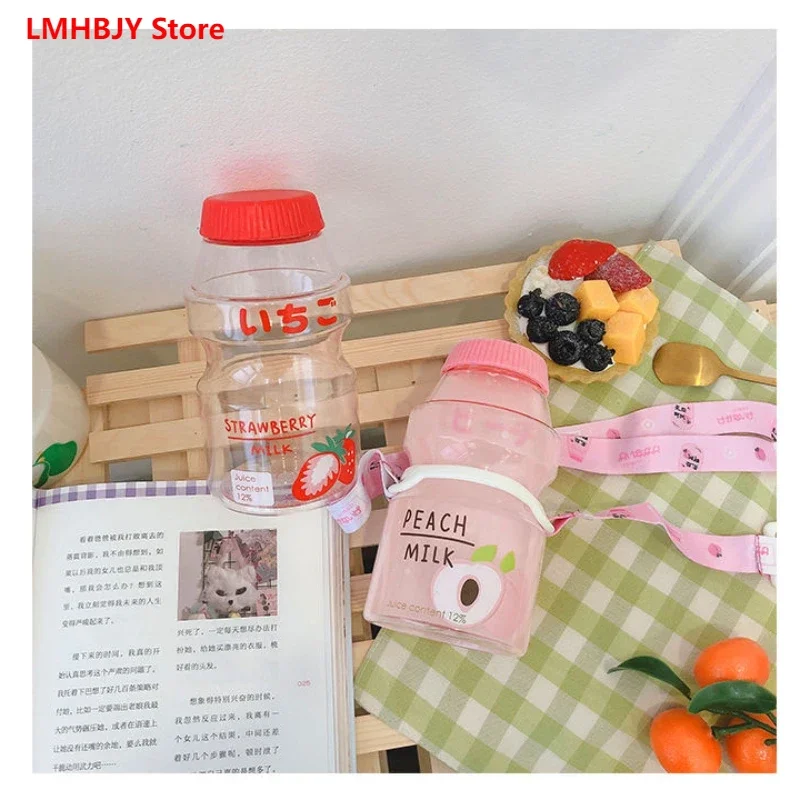 LMHBJY 480ml Girl Heart Oblique Plastic Cup Japanese Drink Cup Cute Student Water Cup Female Child Portable Portable Cup Kettle