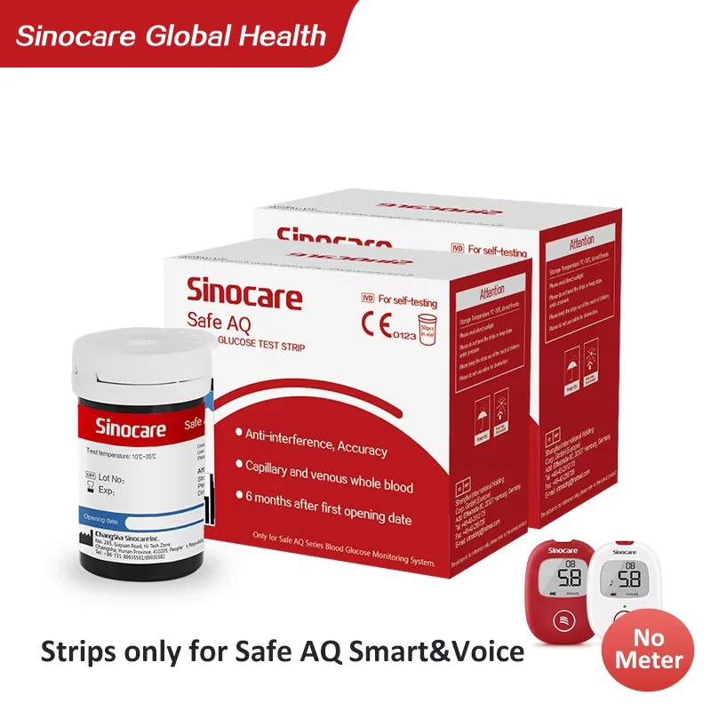 Sannuo Sinocare Safe AQ Smart ONLY Bandelettes de Test Aiguilles de lancettes gratuites (50/100/200/300/400) Plus de bandes plus de réductions