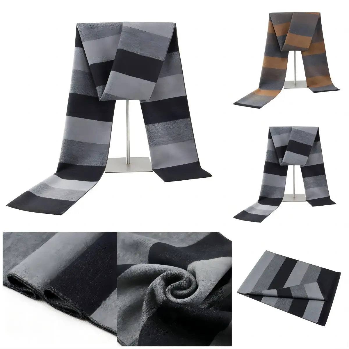 1pc Winter Scarf For Men Check Stripe Paisley Immitation Cashmere Elegant Jacquard Scarves Double Side Warm Windproof Neck Snood