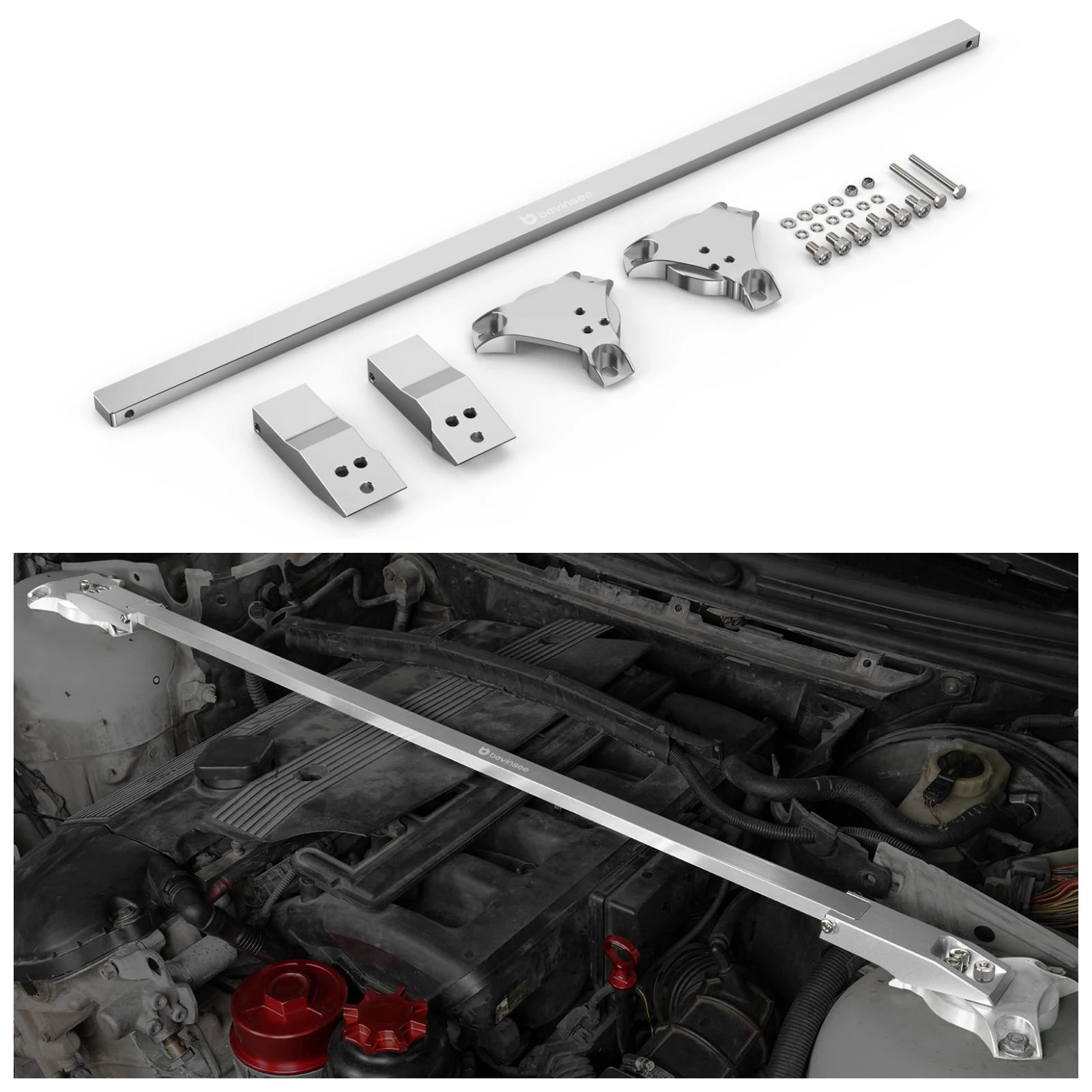 For E46 Front Strut Brace Bar Aluminum, for BMW E46 323i 323ci 325i 325ci 328i 328ci 330i 330ci 2002 2003 2004 2005 2006