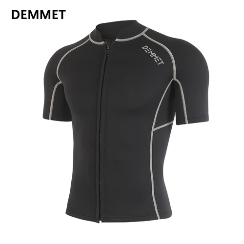 Imagen 2 del producto Traje de neopreno corto DEMMET para hombre, traje de buceo de neopreno con manga dividida, traje húmedo para mujer con cremallera frontal, pesca submarina, natación, surf, traje de baño de 1,5 MM/3MM
