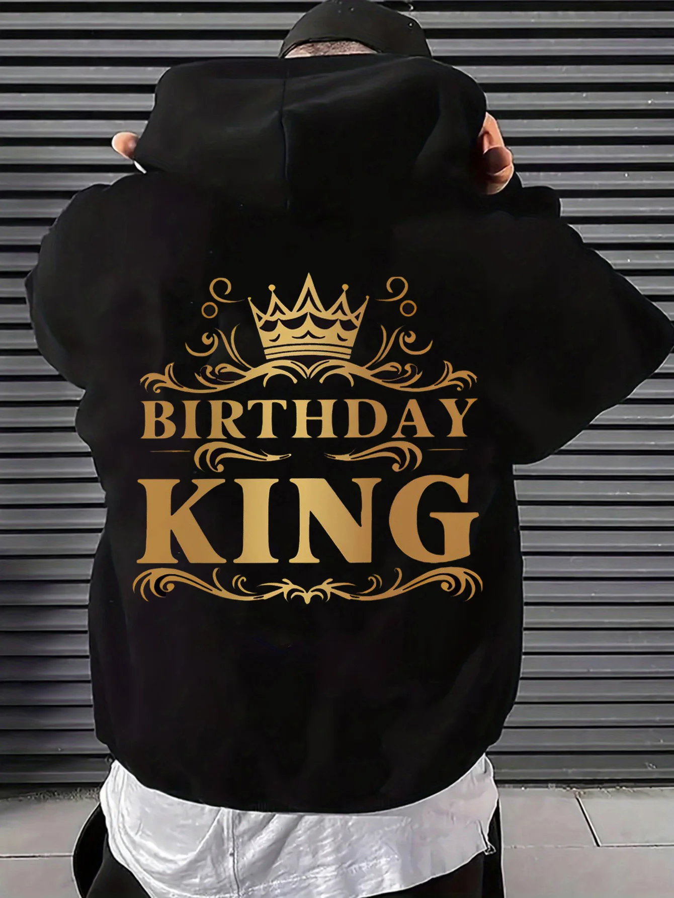 Men's Casual Hoodie with Birthday King Crown Design, Birthday Celebration Style, Available in Multiple Sizes, Long-Sleeve Pullover Style
