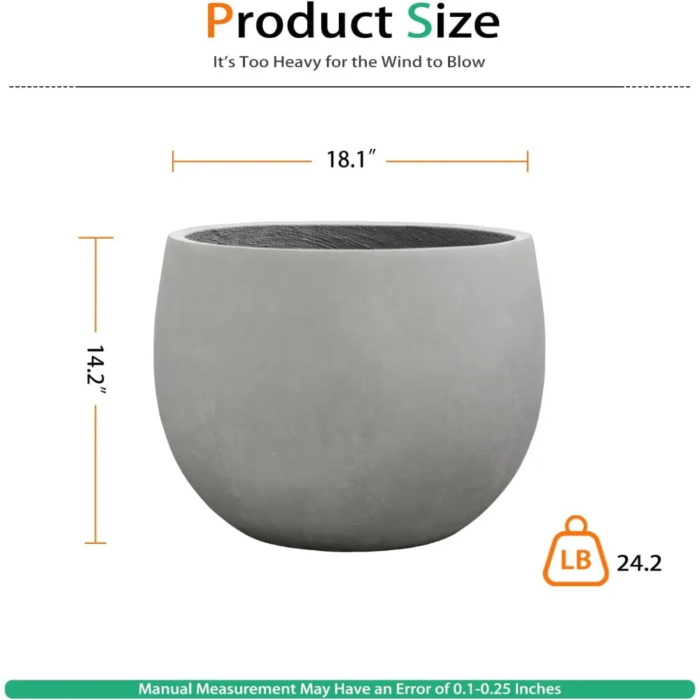 Große graue hohe Pflanztöpfe aus Zement für Bäume im Innen- und Außenbereich, Blumen – 45,7 cm langlebige Betonpflanzgefäße