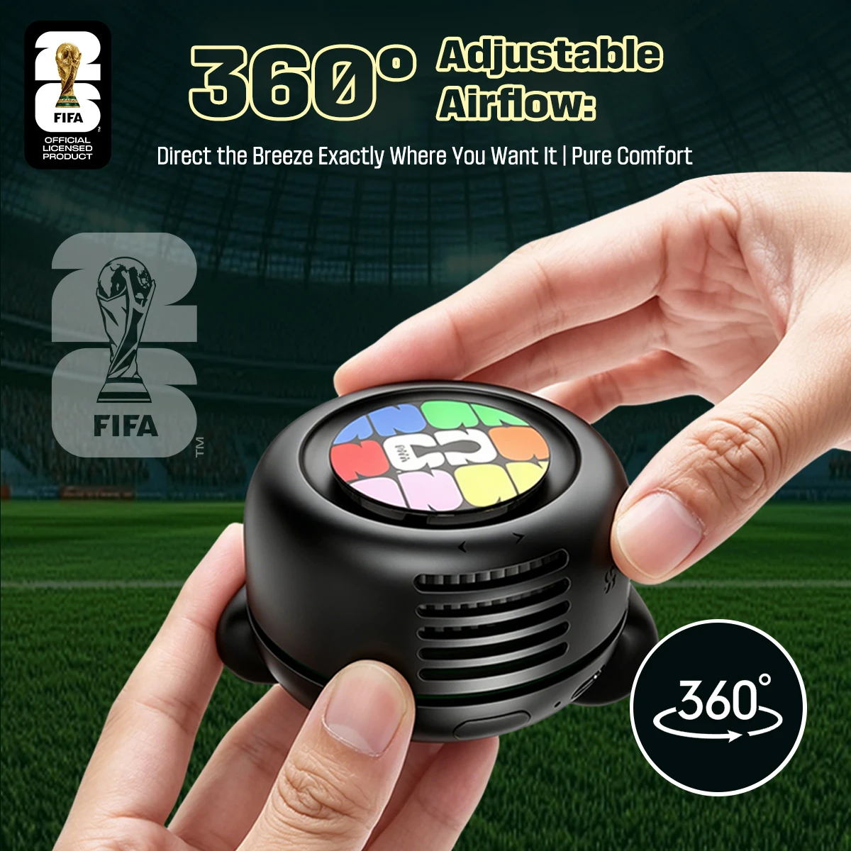 Clip-On Fan FIFA 2026 World Cup Limited Edition,360°Rotatable Rechargeable Quiet Fan Perfect Gift for Football Fans F26F01