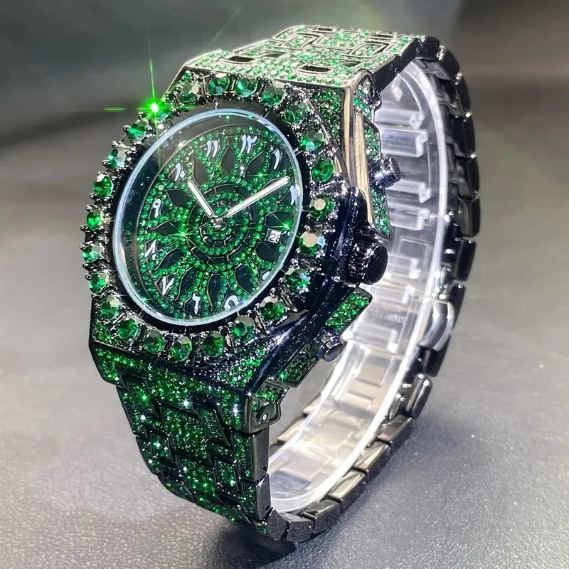 

1pc Men's Quartz Watch - Luxurious Ice Watch, Suitable for Men's Date Parties, Fashionable Night Light Hands, Quartz Watch, Hip
