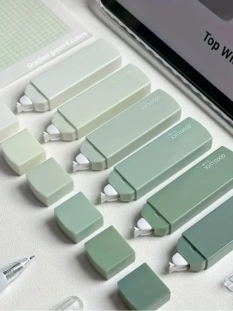 1 Pack 6Pcs Macaron Gradient Correction Tape Silent Trackless Square Shape Portable Easy To Use School Office Home Stationery