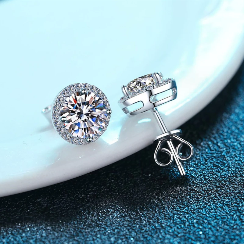 0,5-1CT getestete Moissanit- und Zirkon-Ohrringe für Herren und Damen, S925 Silber, plattiert, Braut-Hochzeits-Diamant-Ohrstecker, GRA – Detail 8