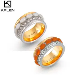 Kalen Vintage Exquisite Colorful Stone Rings Metallic Chain Trendy Geometry Hit Rings Set for Women Girls Jewelry