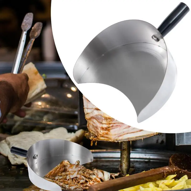 Handheld Meat Catcher Pan Meat Chuck Grill Spatula Stainless Steel Barbecue Shovel Portable Heat Resistant BBQ Grill Meat Plate
