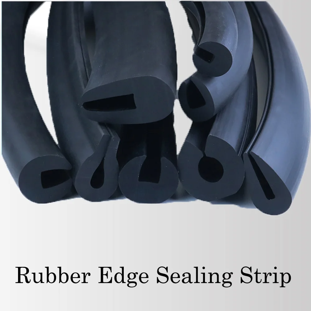 Black Rubber U-Shape Edging Seal Strip Solid Gasket Window Car Door Frameless Glass Metal Panel Edge Anti-Collision Weatherstrip