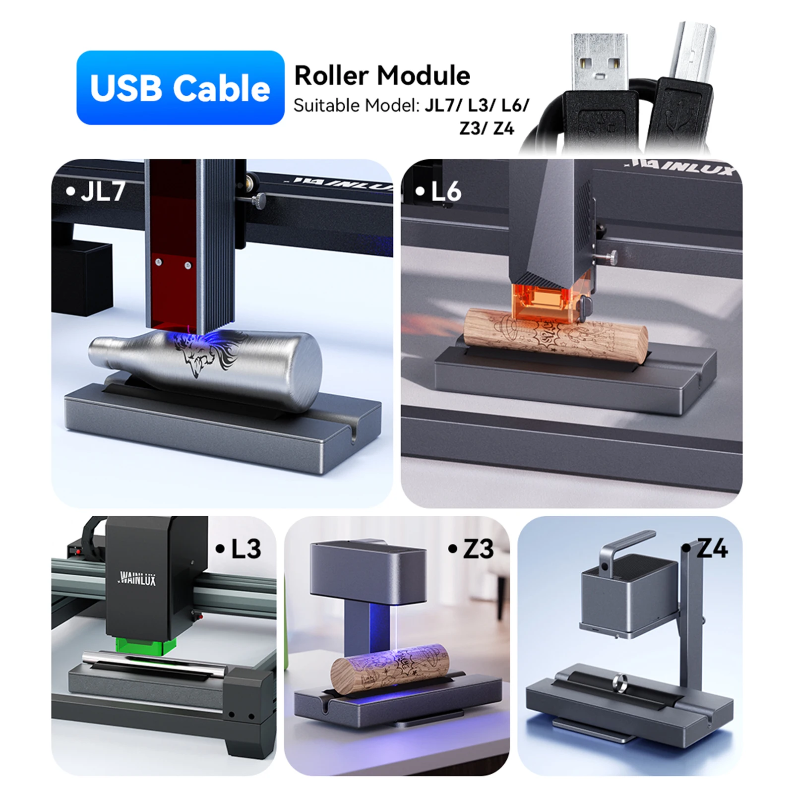 WAINLUX Rotary Rollor for 390mm Objects Engraving Diameter Cylindrical Objects Cans for WAINLUX  L3/L6/JL3/JL4/JL7/Z2/Z3/Z4