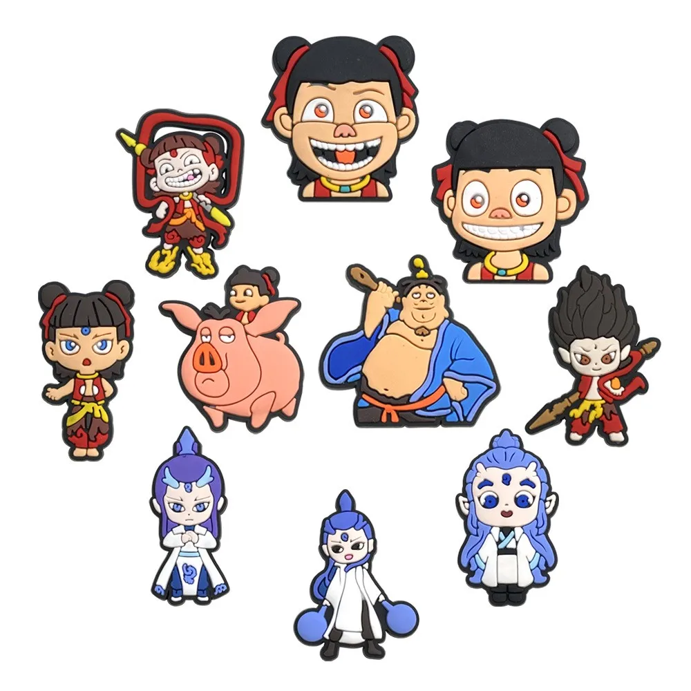 

10Pcs Cartoon Demon Boy Nezha Taiyi real person Shoe Charms PVC Shoe Charms Hole Shoes Ornaments Sandals Accessories Kid Gift