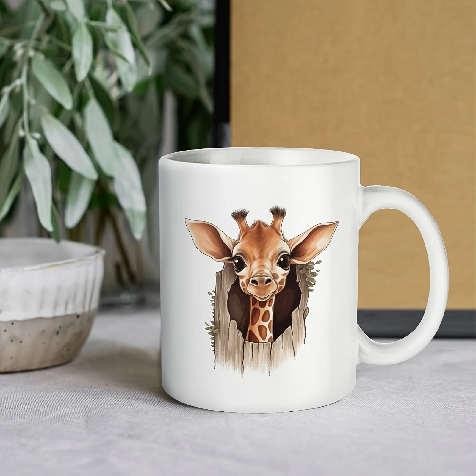 Ceramic Coffee Mug Insulated Reusable Cup with Cute Giraffe Design Ideal Multipurpose Gift for Friends Coffee Enthusiasts